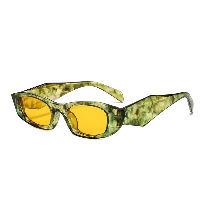 

Ins Popular Fashion Polygon Cat Eye Women Sunglasses Vintage Brand Designer Blue Yellow Men Sun Glasses Shades UV400