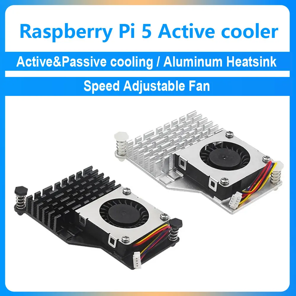 

Raspberry Pi 5 Active Cooler Aluminum Heatsink PWM Speed Adjustable Fan Black Silver Cooling Radiator for RPI 5 Pi5