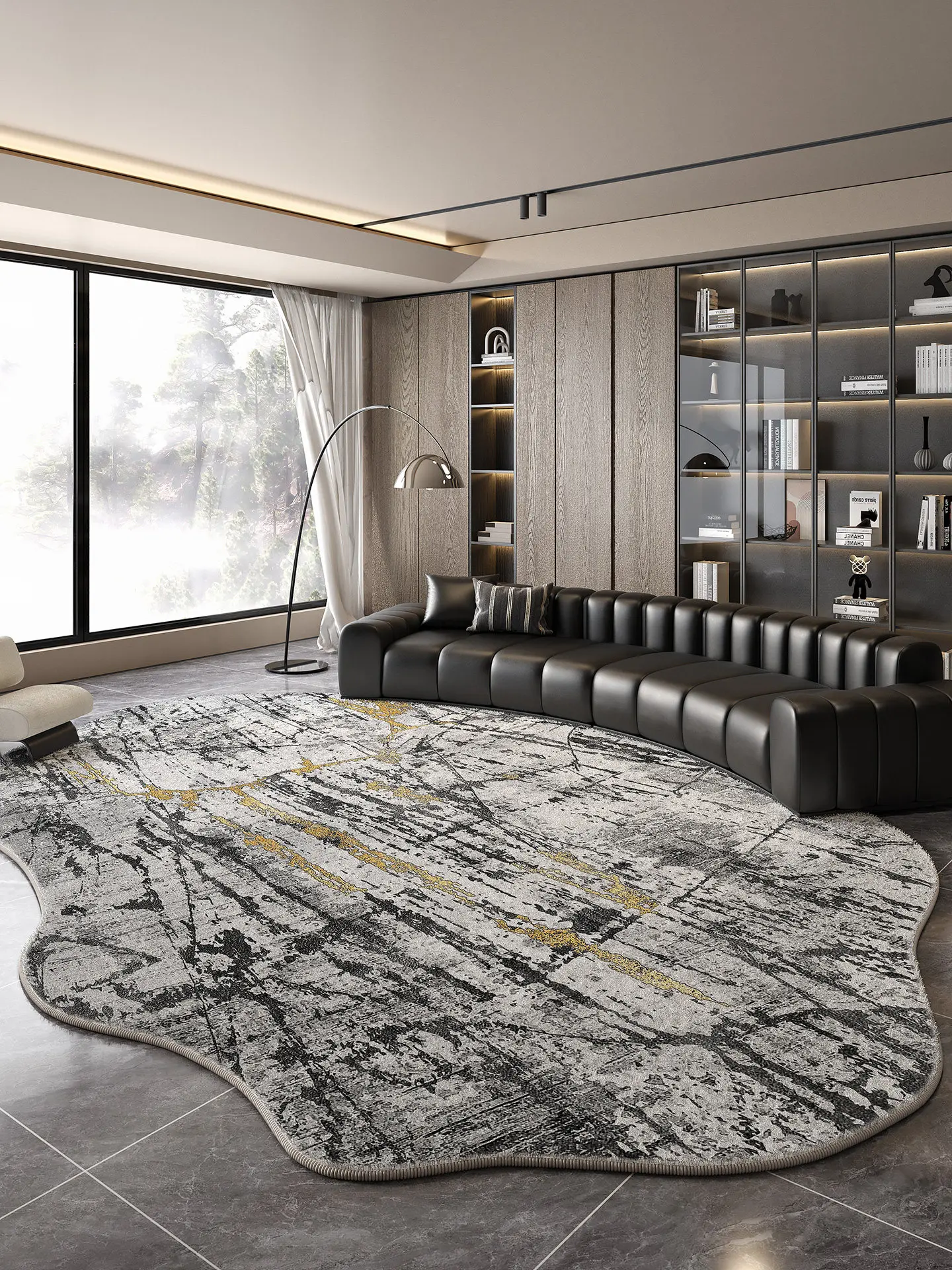 Irregular special-shaped carpet living room light luxury high-grade no-wash and wipeable 2026new living room sofa carpet no-care
