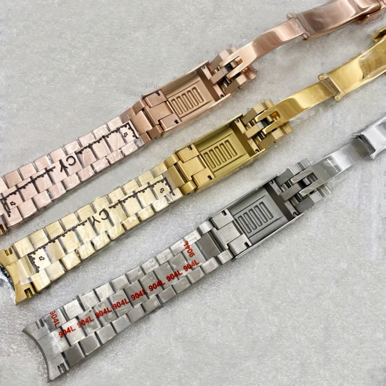 20mm Presidential Watch Strap Bracelet 316L Stainless Steel Watch Parts Sliding Adjustable Watch Buckle for SUB GMT Yacht Case