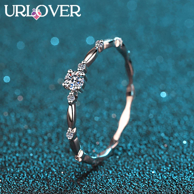 

URLOVER D Color VVS1 Moissanite Ring for Women Wedding Fine Jewely with Certificete 925 Sterling Sliver Engagement Rings Gifts