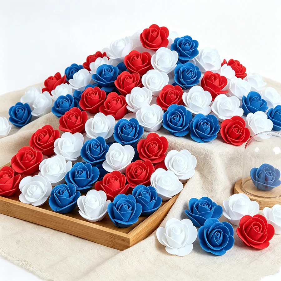 56 mini foam roses, 3.5 cm artificial foam roses sold in bulk, suitable for DIY crafts, wedding bouquets, baby showers, party table decorations, home decor, Valentine’s Day, Mother’s Day decorations, gifts, graduation ceremonies, and year-round use.