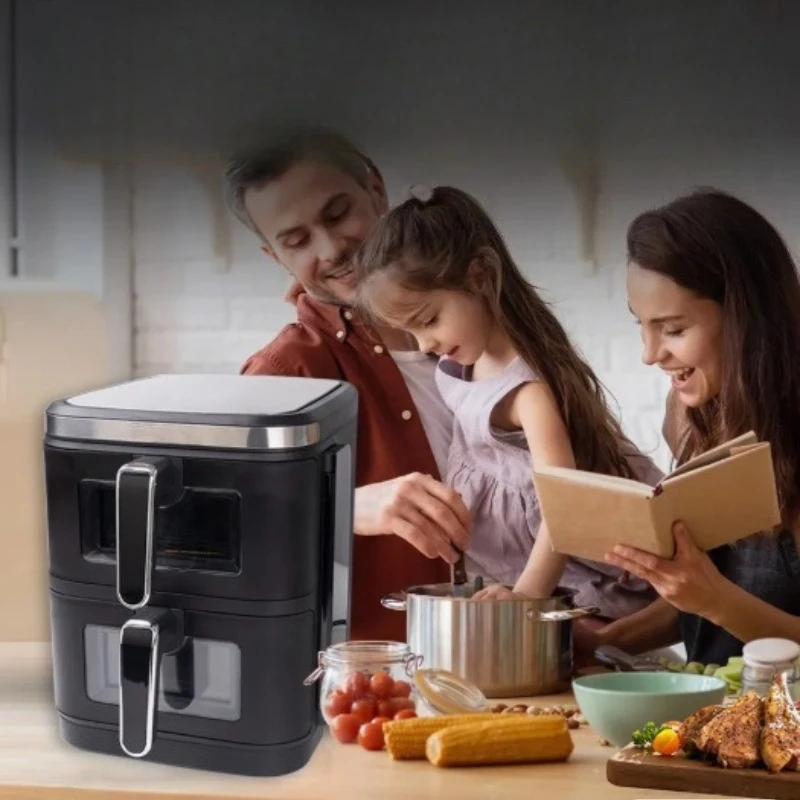 New 12L Double Chimney Air Fryers Smart Digital Smart Air Fryer Multifunctional Electric Double Drawer Air Fryer with Window