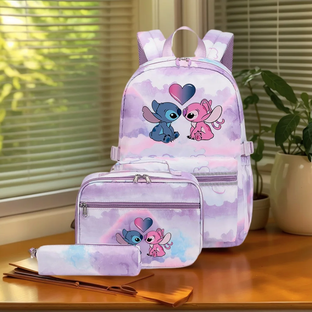 

3Pcs Stitch Teenager Student Backpack Colorful Bag Boys Girls School bags with Lunch Bag Travel Mochilas Lightweight Cartoon Bag