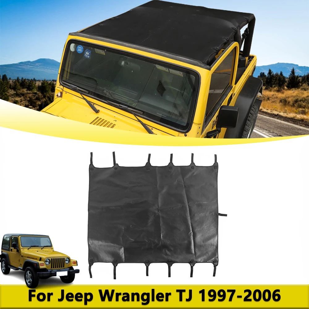 

Leather Soft Roof Top Cover for Jeep Wrangler TJ 1997-2005 2006 Car Sunshade Anti-UV Roof Cover Exterior Accessories Black