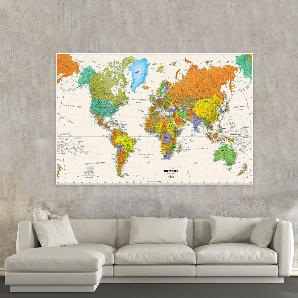 Mapa del mundo Retro de 120x80cm, impresiones artísticas de pared, pintura no tejida, suministros educativos para oficina y escuela, decoración del hogar, mapa de viaje