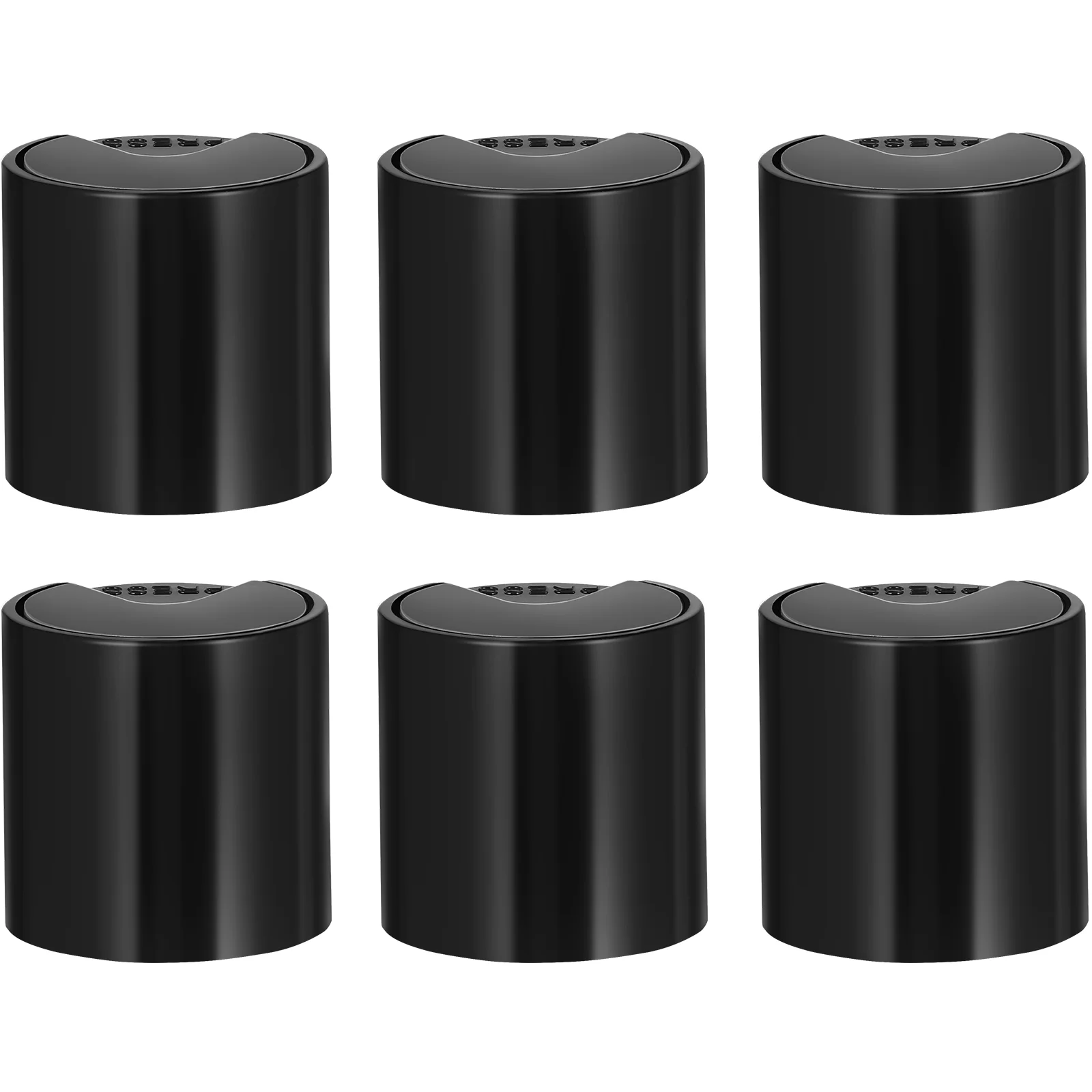 

6 Pcs Bottles Flat Shoulder Cover Shampoo Caps Cylindrical Covers Simple Black Plastic Hats Travel