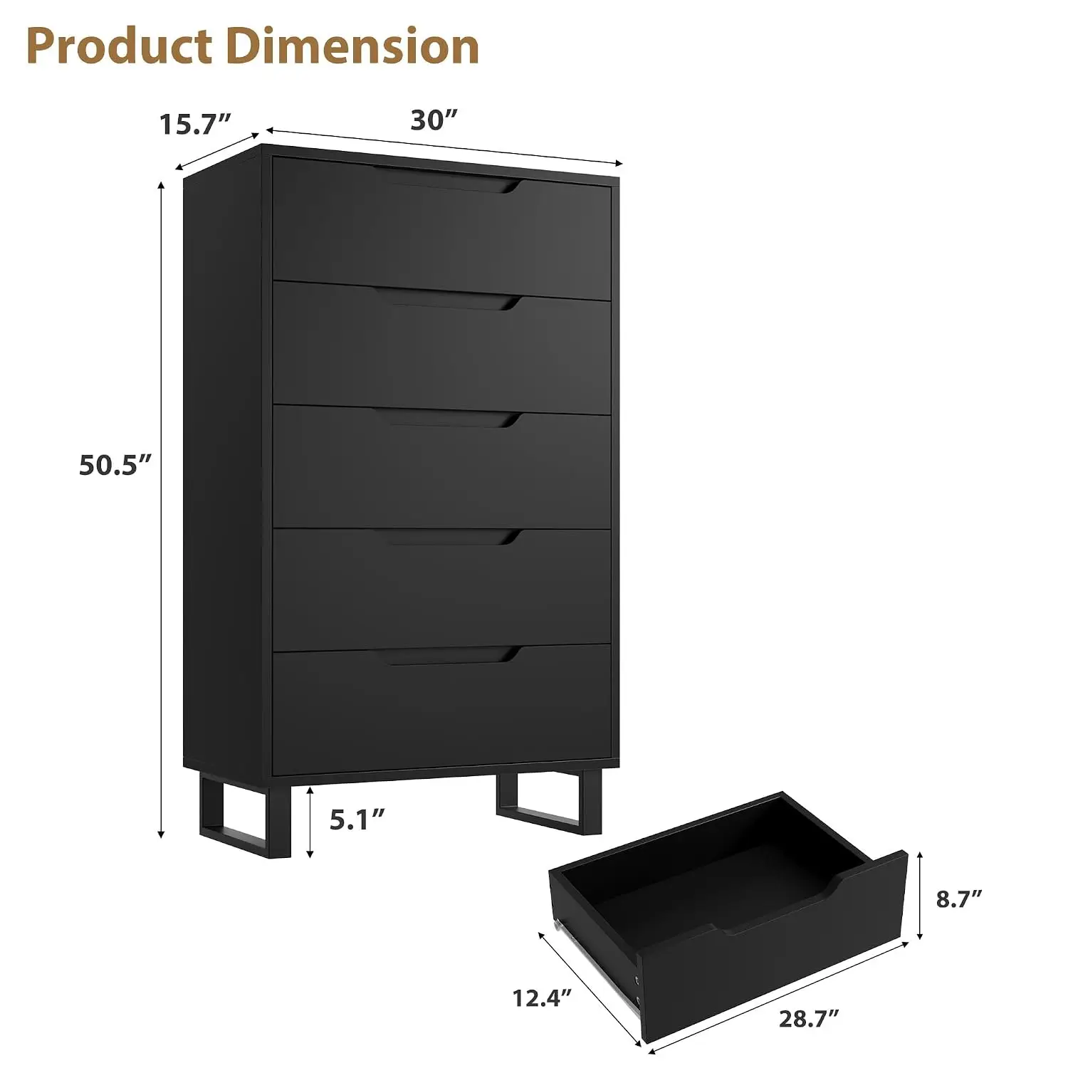 5 Dresser for Bedroom, 50.5