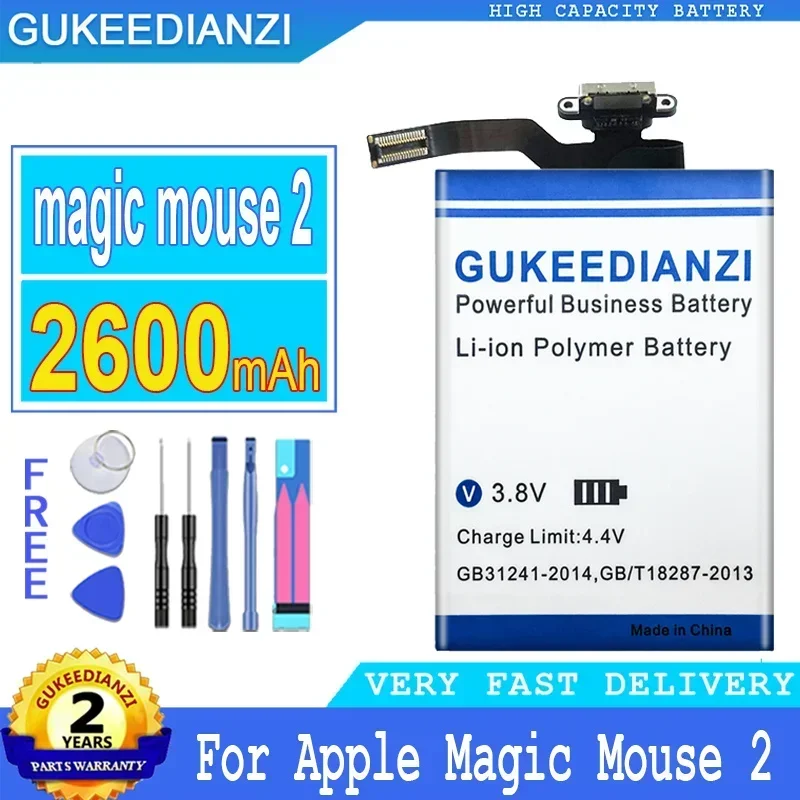 

2600mAh GUKEEDIANZI Battery 020-00633 A1672 020-00634 For Apple Magic Mouse 2 mouse2 Wireless Big Power Bateria