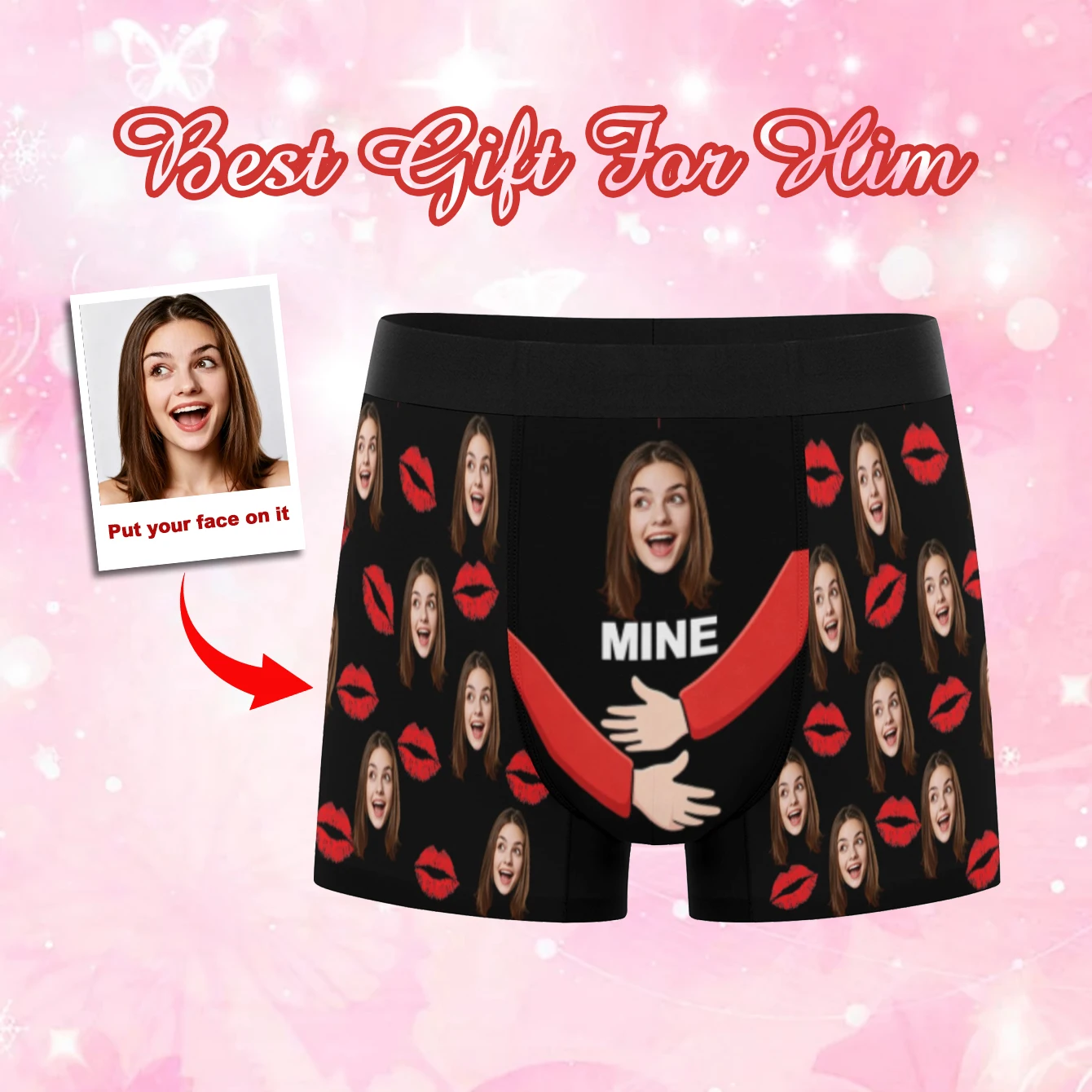 Custom Valentine Day Boxers For Men Personalized Men Underwear Custom Boxer Briefs Funny Face Gift For Boyfriend Husband
