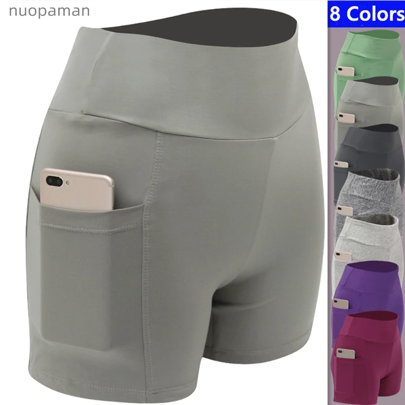 Calças de ioga com bolsos laterais para mulheres, calças de ginástica, shorts esportivos, leggings de secagem rápida, push-ups de ciclismo, calcinha