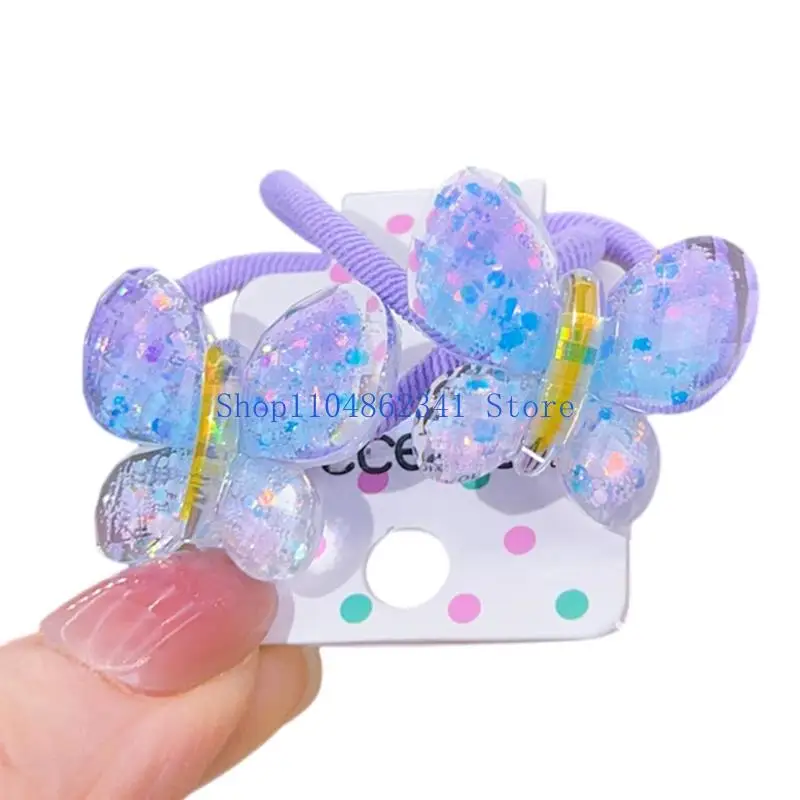 5asd Glitters Bướm Tóc Trẻ Đàn Hồi Tóc Dây Kiểu Tóc Trẻ Hairties