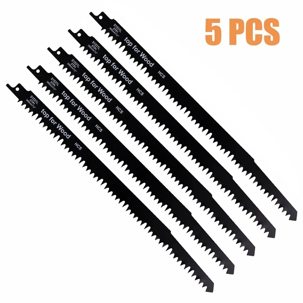 AAAAA12in S1531 BI-MetalReciprocatingSawBlades Electric Wood Pruning Cutting Ground Teeth Saw Blades 12inch Length Tool