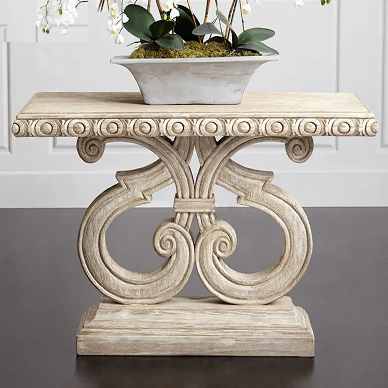 American French solid wood entrance table Neoclassical European style retro solid wood carved foyer entrance table/countertop ta