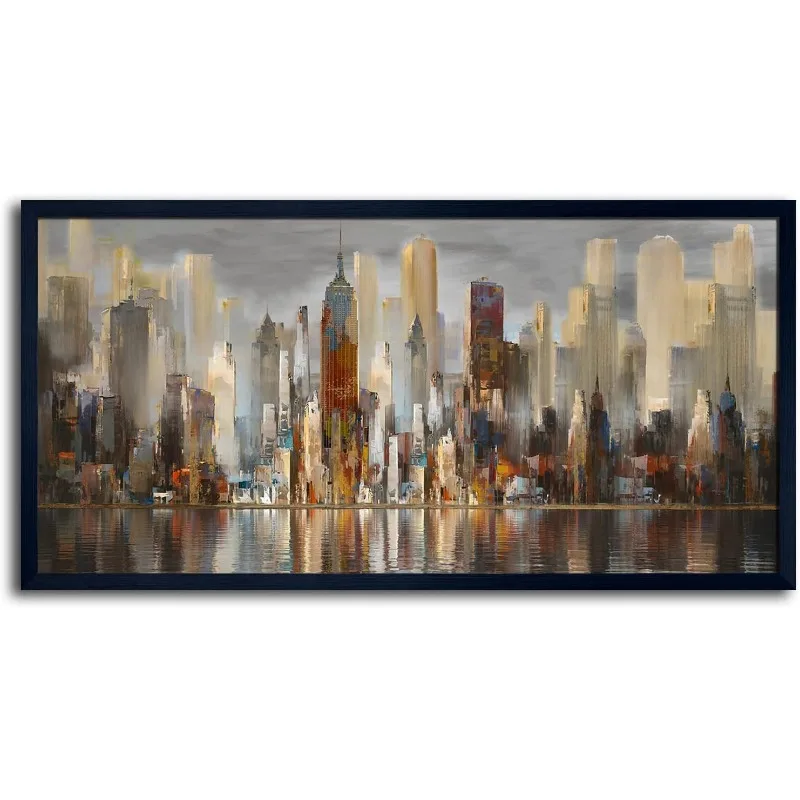 New York Wall Decor Canvas Prints Abstract Brown City Theme Paintings Modern Canvas Wall Art for Living Room Bedroom