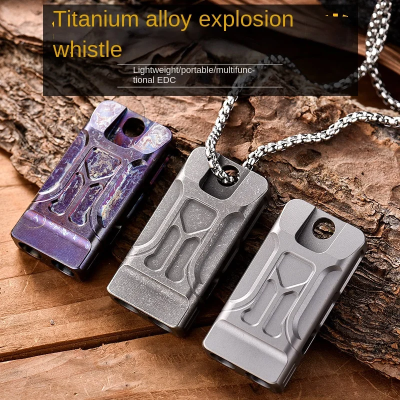 Decibel Treble Titanium Alloy High-Frequency Dual-Tube Frosted Metal Whistle Outdoor Emergency Help