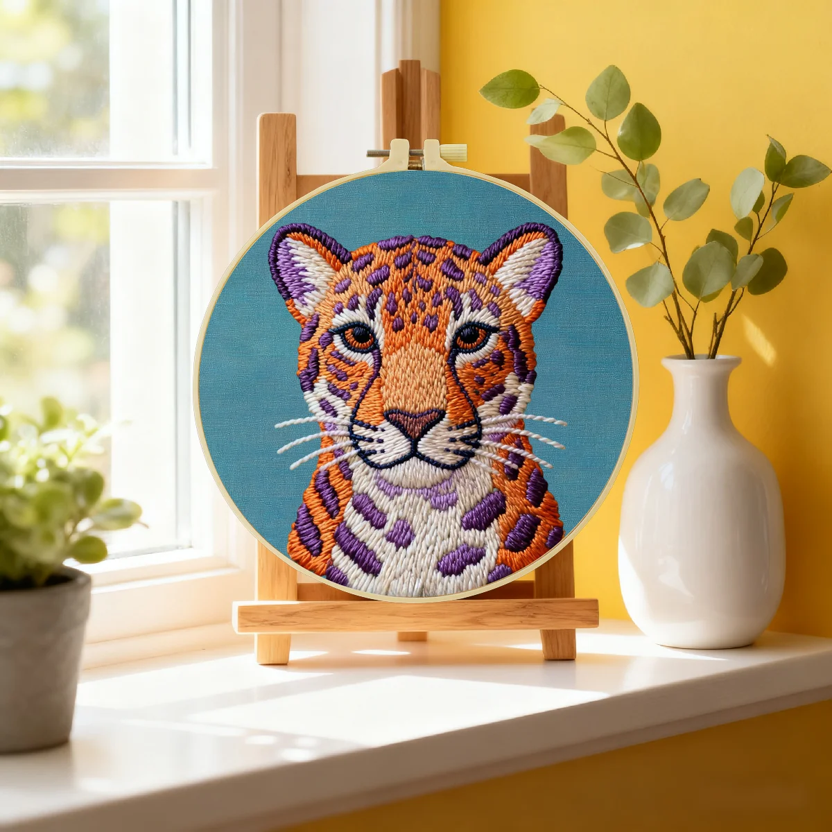 1 Stück 20X20CM/15X15CM 7,87/6,3 Zoll Tiger-Stickerei-Starter-Kit DIY-Kit DIY-Stickerei-Set für Anfänger – Detail 2