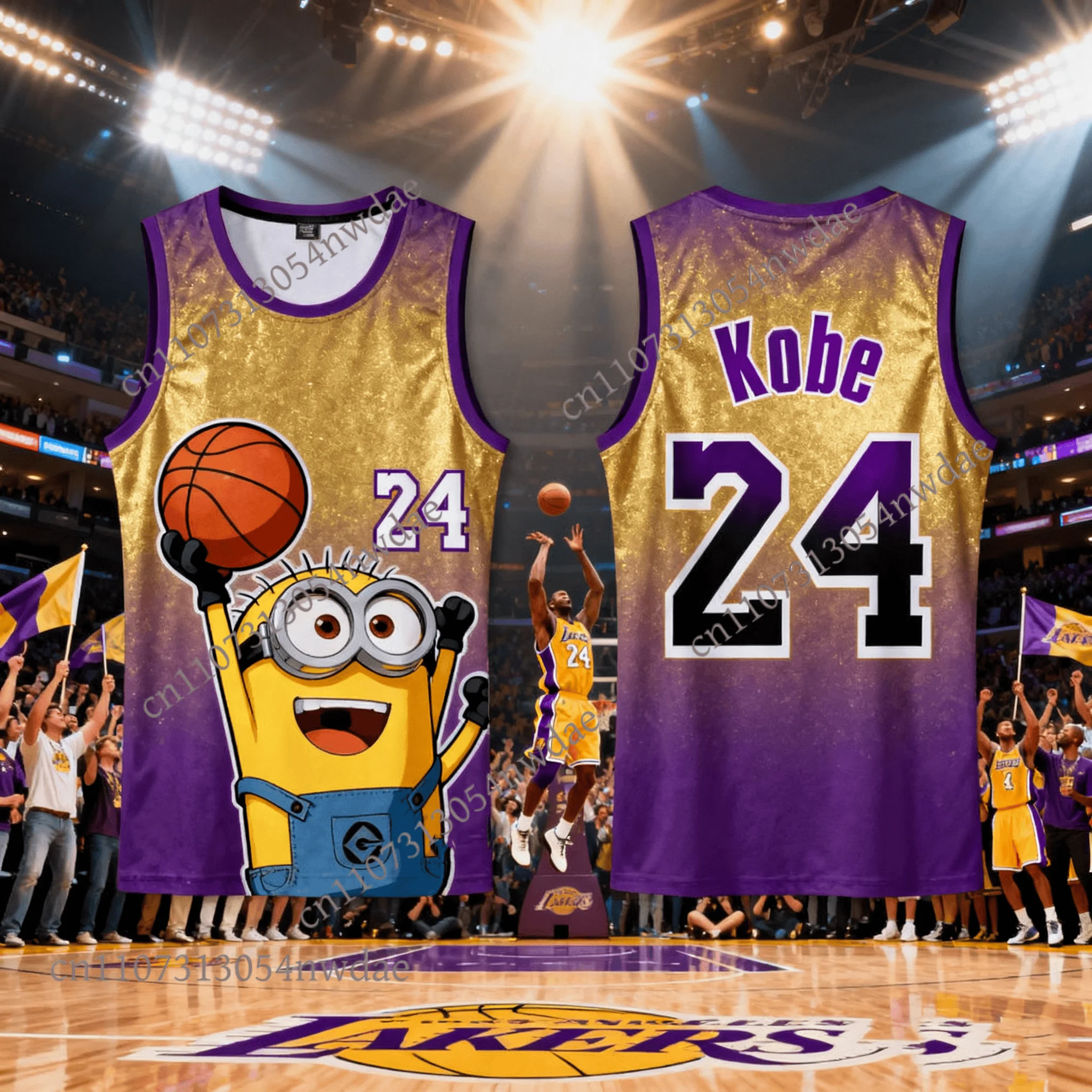 

Summer New Girls Women's 3d Printed Minion Boys Training Men's Sports Sleeveless Vest NO.24 Basketball Tank Tops T-shirt