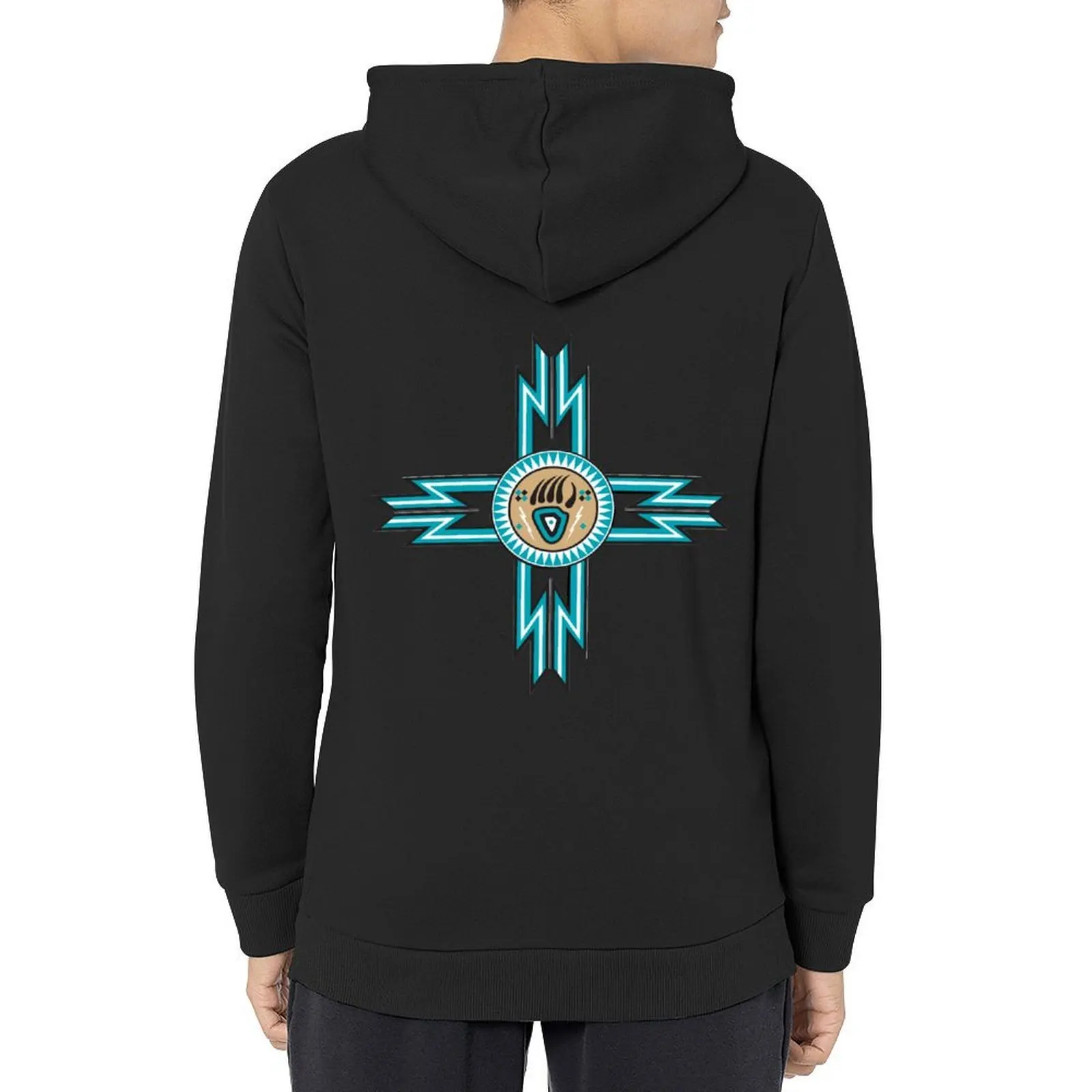 

Turquoise Bear Paw Native American Hoodie male clothes men clothes autumn clothes new in hoodies and blouses