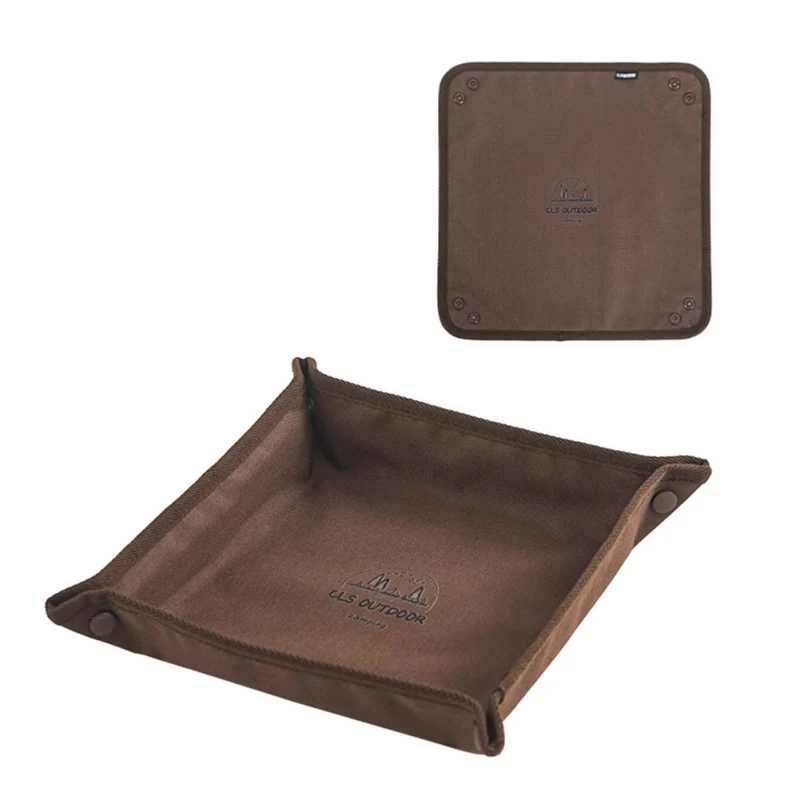 1 Pack Portable Oxford Cloth Outdoor Tray Flexible Fabric Mat 9.84/13.78inch Square Tray for Camping Picnic Travel