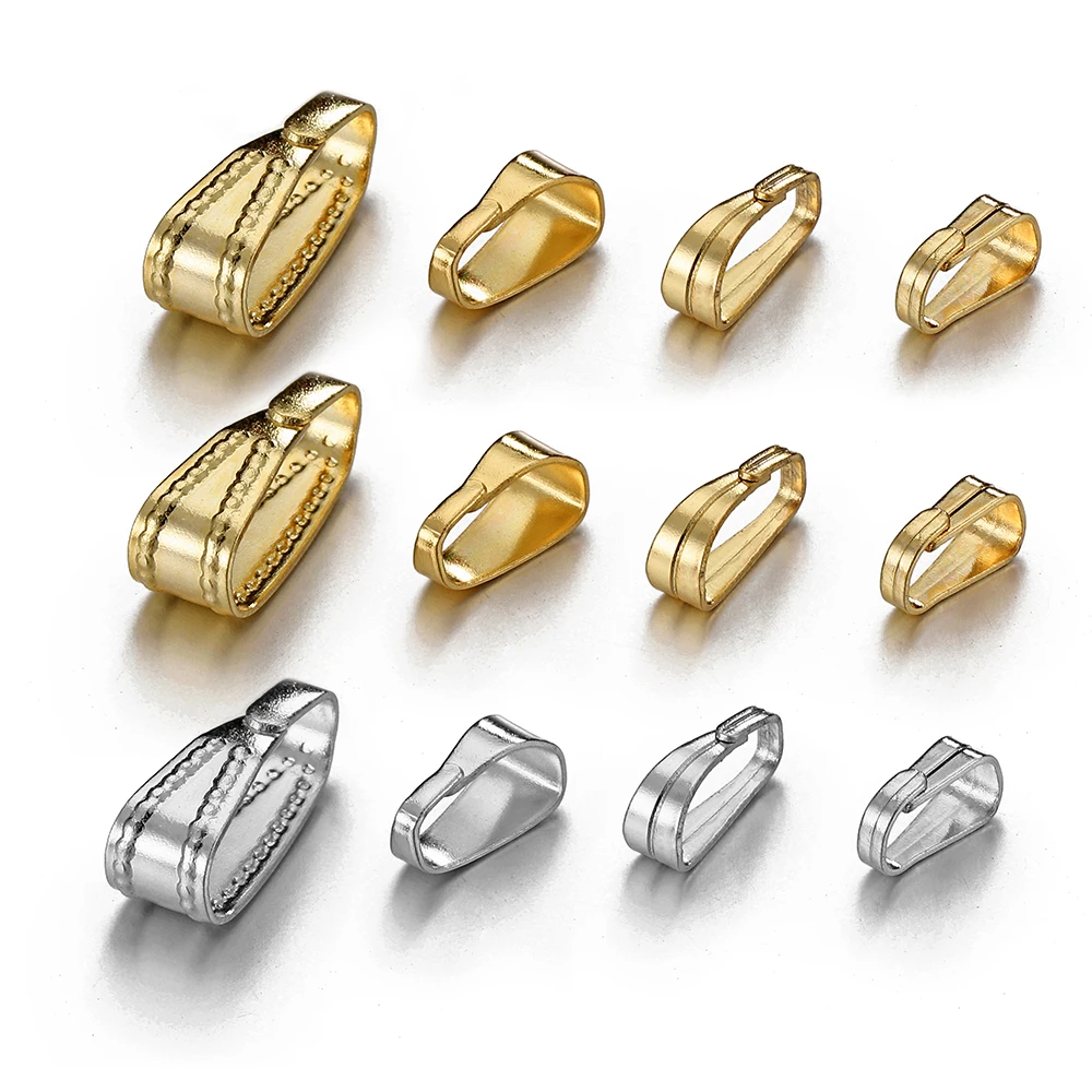 50pcs Stainless Steel Buckle Clasp for Pendants Charm Connectors Clip Pinch Bail Clasp Necklace DIY Jewelry Making Accessories