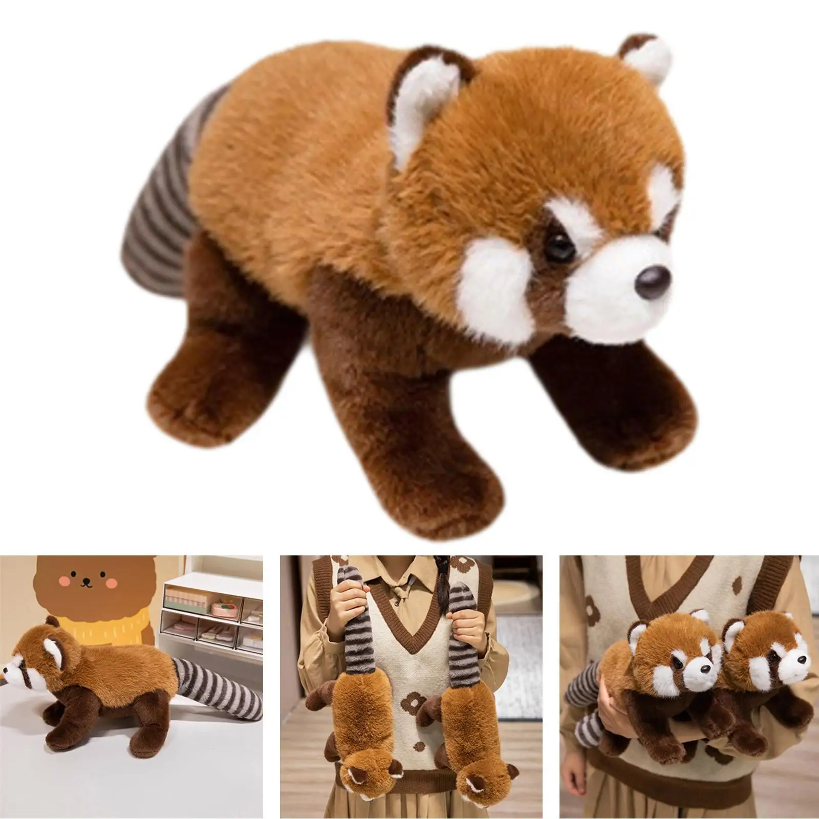 Cute Raccoon Plush Toy Cuddly Raccoon Toy Hugging Sleeping Doll Toy Stuffed Animal for Christmas Gift Bedroom Babies Decor