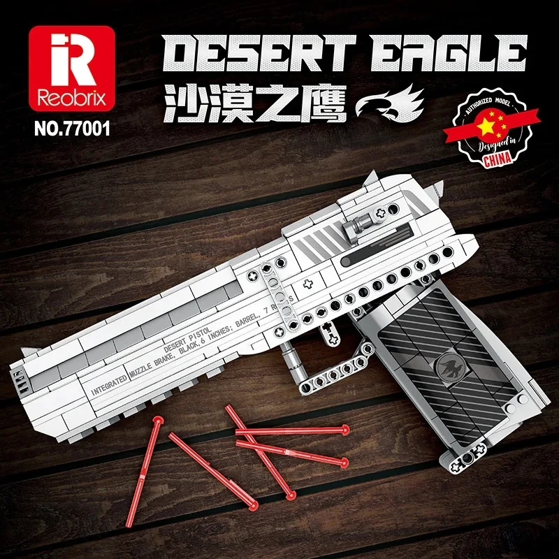 

Reobrix 77001 Desert Eagle Model Bricks Gun Military Weapon Series DIY Small Particle Toys Building Blocks Gift For Boy 408Pcs