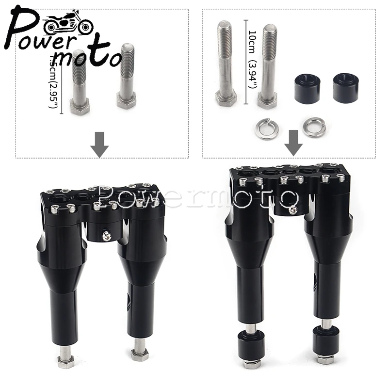 3 Colors Motor Accessories CNC 6061-T6 Aluminum Handlebar Riser Extend Bar Clamp For Harley Dyna Street Bob Softail Sportster