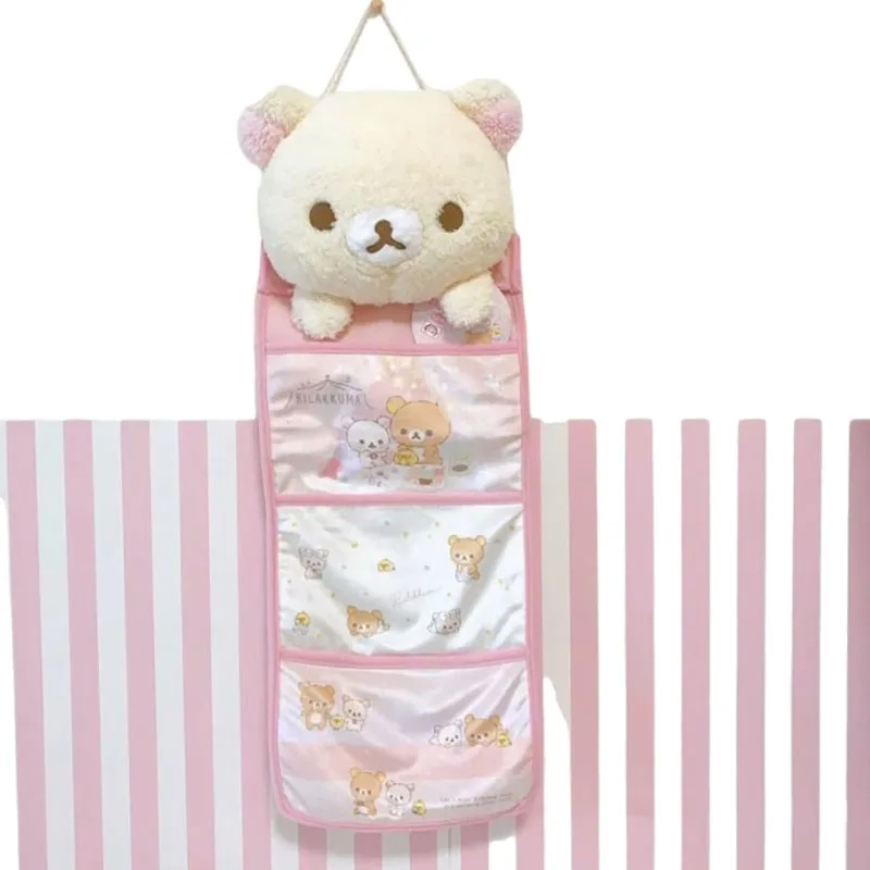 Rilakkuma Korilakkuma Bear New Hanging Storage Pocket Organizer Bag Receiving Makeup Pouch Box Case Bags for Home Girls Woman