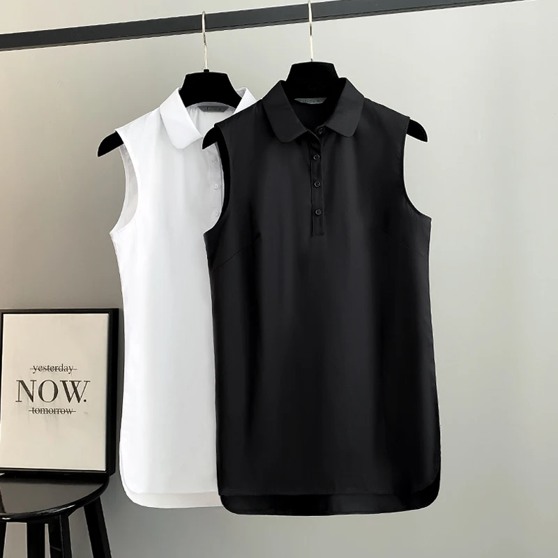 Grande taille début automne pur coton intérieur irt femmes Svel col de poupée mi-long superposition Base blanc irt respirant