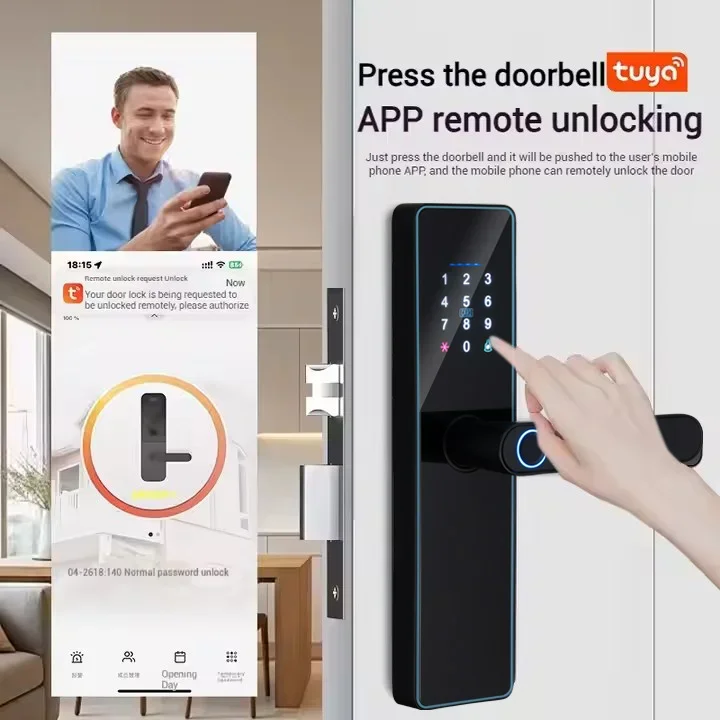 Smartier مقبض ذكي الإلكترونية البيومترية الأمن بصمة بدون مفتاح TT قفل تويا قفل الباب الرقمي الذكي #5