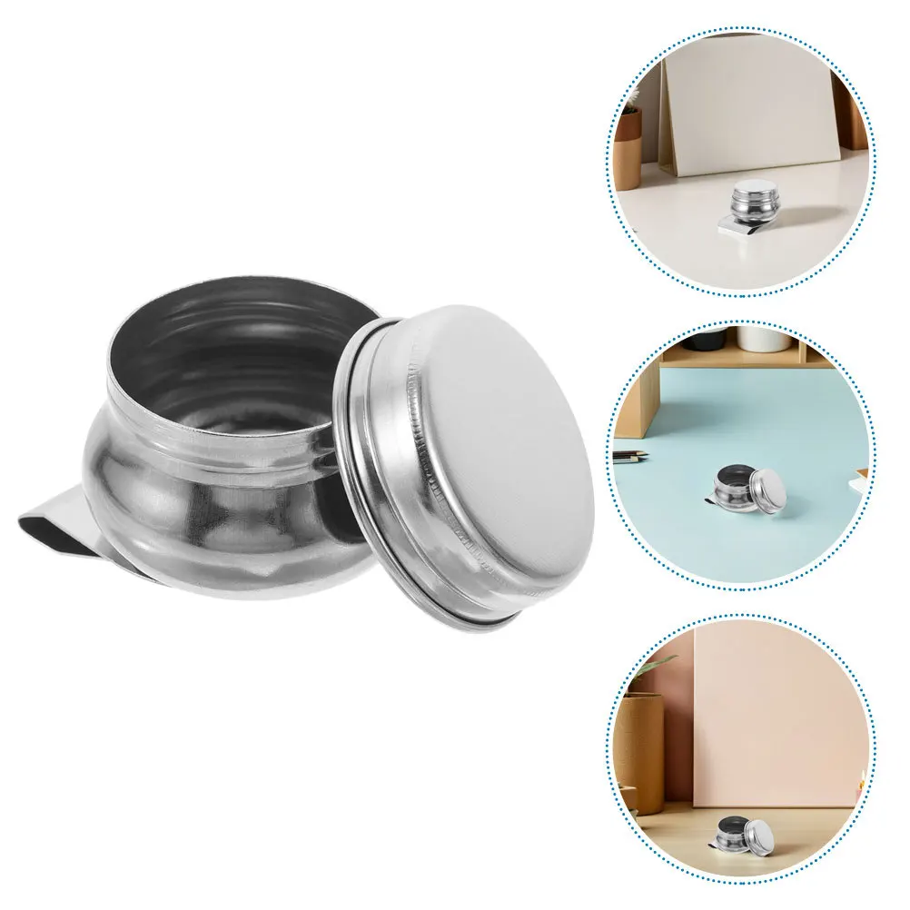 

3pcs 4.5X4.5X2.5Cm Stainless Steel Paint Brush Wash Pot Oil Painting Palette Cup With Lid For Brush Cleaning Portable Artist