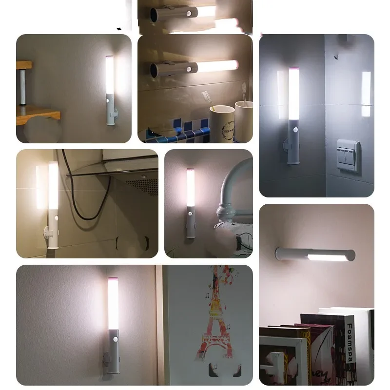 Tira de luz de inducción de cuerpo humano con led recargable, inalámbrica, para cocina, armario, automática, succión magnética