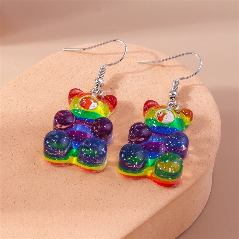 Cartoon Gummy Bear Drop Earrings for Women Animal Pendant Dangle Earrings Brincos Femme Girls Party Holiday Jewelry Gifts