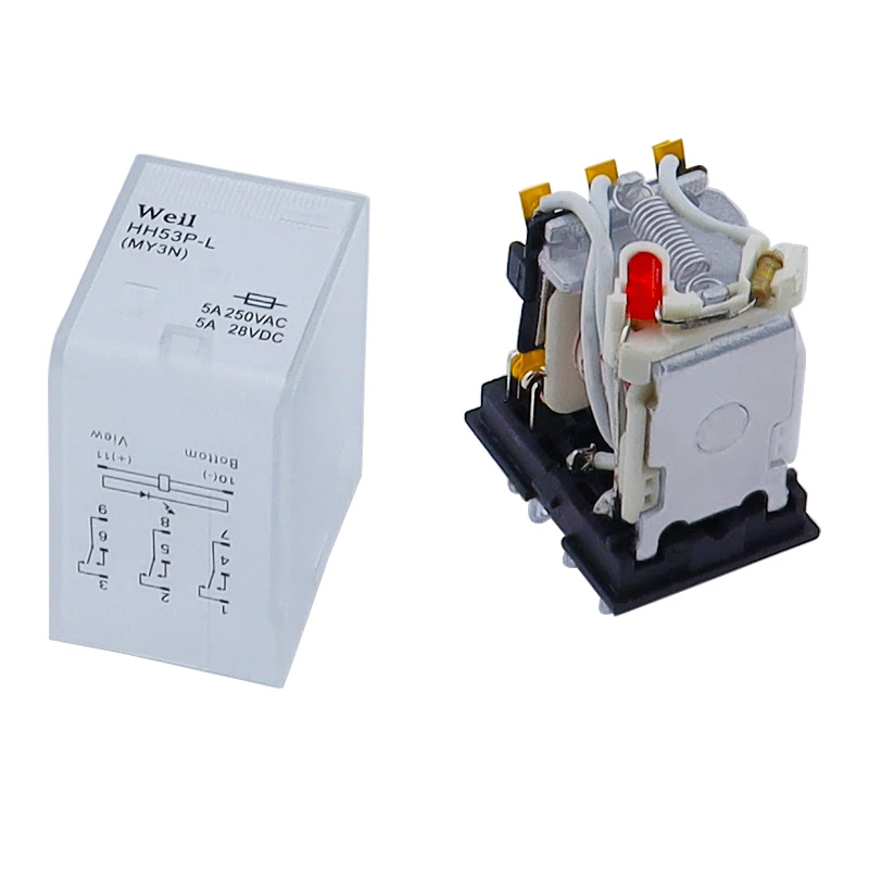 1 PCS Micro Mini Relay HH53P MY3NJ MY3 11-Pin DC12V/DC24V/DC110V/AC220V Coil New Frosted Cover General Purpose Intermediate