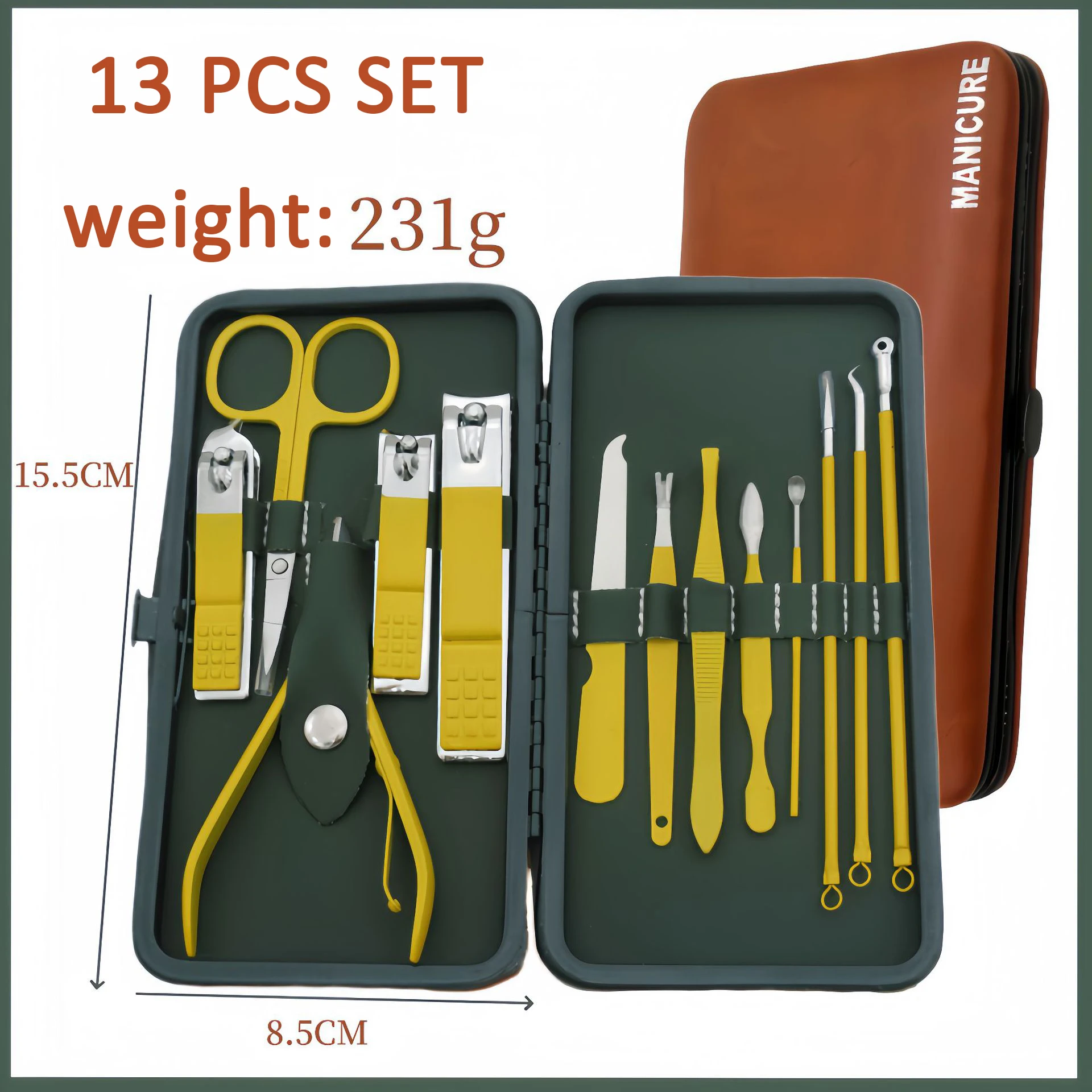 7-19 ชิ้นสแตนเลสสตีลแต่งเล็บชุดกรรไกรตัดเล็บมืออาชีพชุดกระเป๋าเดินทางรวมถึงตะไบเล็บและเครื่องมือกรูมมิ่ง