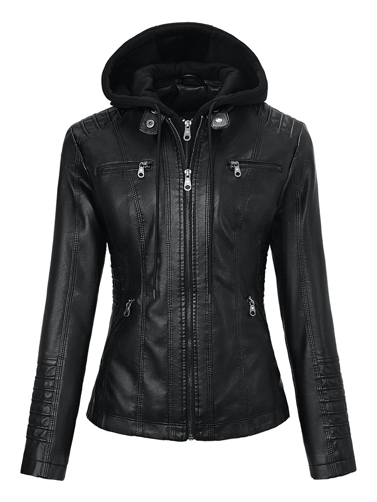 

Женская мотоциклетная куртка из искусственной кожи в стиле ретро, коричневая, с длинным рукавом, на молнии спереди, с несколькими карманами, четырехсезонный, повседневный, уличный стиль W