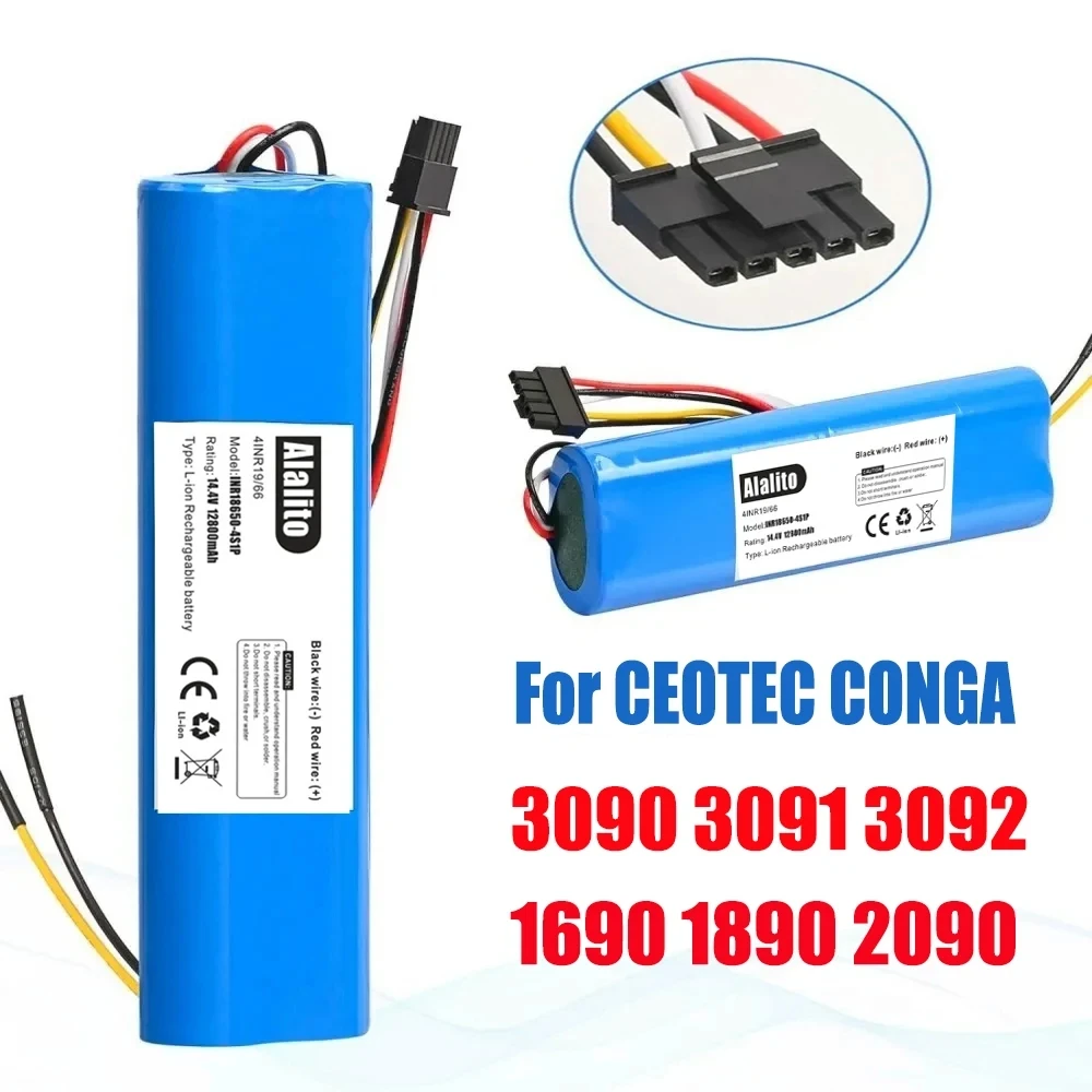 Batería de repuesto para Robot aspirador,14,4 V,12800mAh, accesorios para CECOTEC CONGA 3090, 3091, 3092, 1690, 1890, 2090, 2290