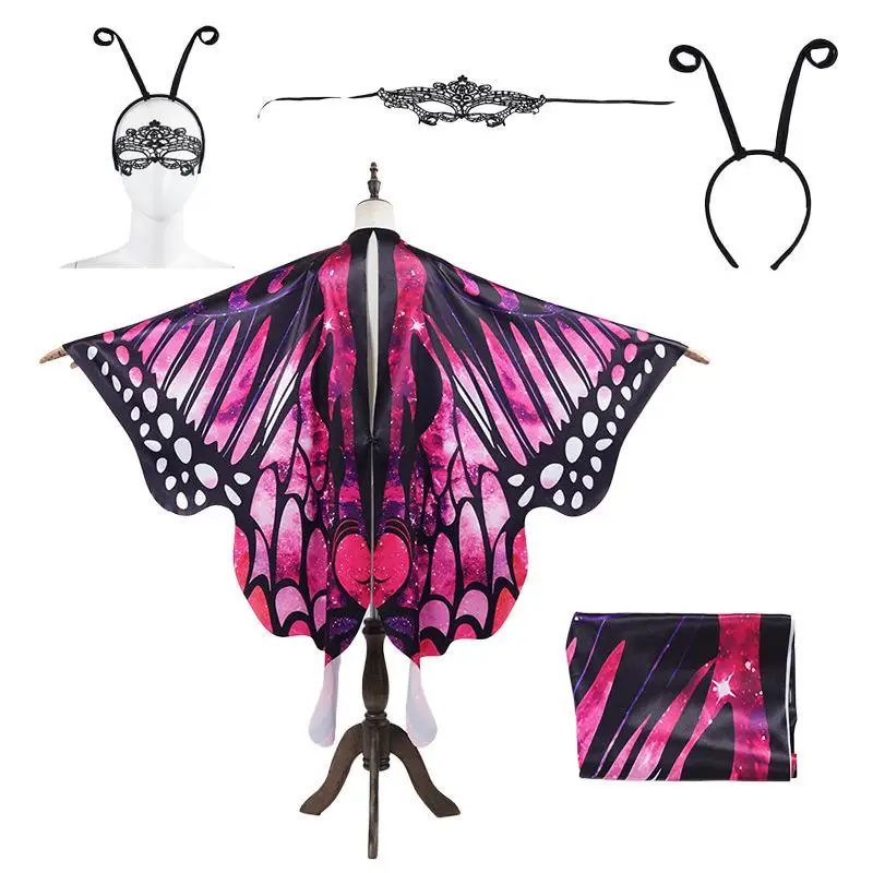 

adual Color Cloak loween Cosplay Costume Dance Outfit Rotating Wings Cross-Border Women's Ethnic Sta...