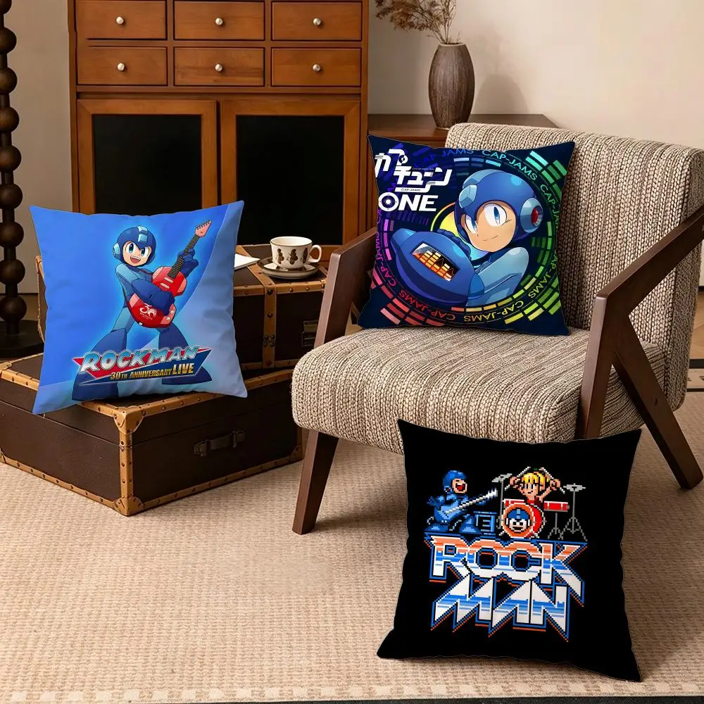Game-RockmanS Cushion Cover Soft Velvet Cushion Cover Set 4Pcs 50x50 45x45 Zipper Pillowcase for Home Decor