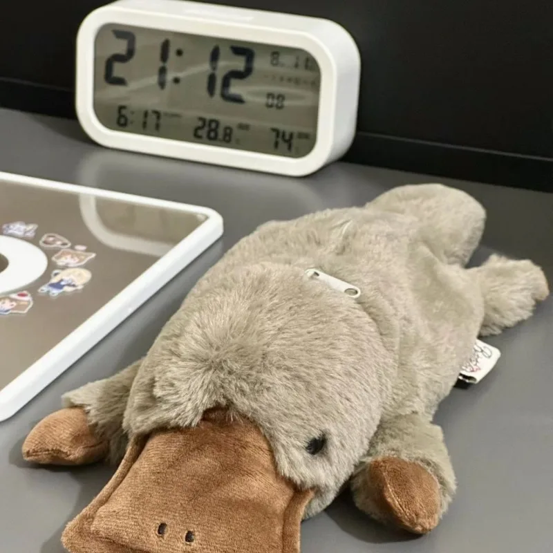 Cute Platypus Plush Pencil Case, Aesthetic Healing Squishy Doll Organizer, Soft Stationery Bag Gift