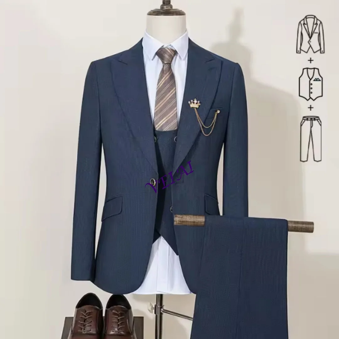 CustomizedHigh-end Brand Formal Business Men's Suits Single Breasted Solid Color Slim Fit Suit wedding three-piece