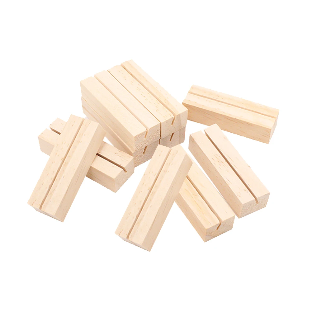 

10 pcs Wooden Card Holder Desk Memo Clip Business Photo Stand Table Sign Display Picture Holder Office Supplies