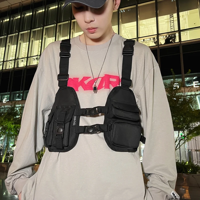 Hip-hop Streetwear Tactical Vest Chest Bags 2023 New High Quality Oxford Cloth Chest Rig Bag Male Multi-function Unisex Backpack