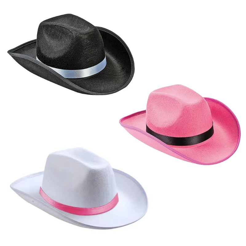 Women Western Cowboy Hat with Ribbon Multipurpose Decoratin Gift