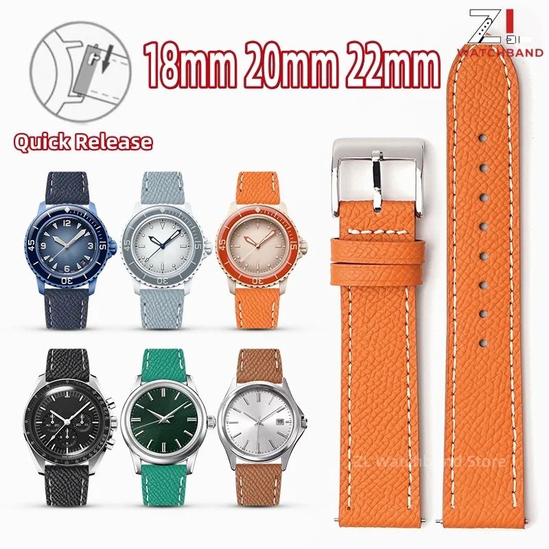 Hand-Made Palm Pattern Leather Watch Strap 18mm 20mm 22mmCalfskin Watchband for Omega for Seiko Wristband Quick Release Bracelet