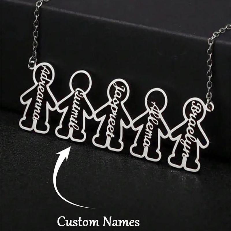 Customized Kid Name Necklace Personlized Multiple Names Pendant Suitable For Family Menbers Stainless Steel Jewelry Custom Gifts