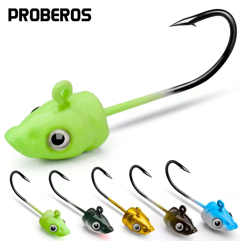 Anzuelos de pesca de 3,5g, 5g, 7g, cabeza de plantilla, anzuelos afilados, cebo suave, gusano, púas, aparejos de pesca, señuelo duro, lote de 5 unidades