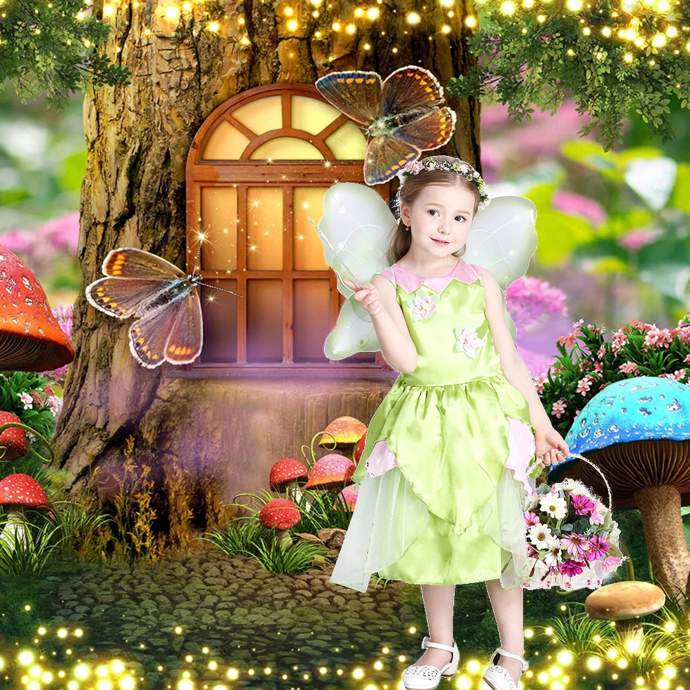 Dreamy Fairytale Forest Photography Background Castle Wonderland Jungle Mushroom Baby Birthday Party Decor Photo Studio Props