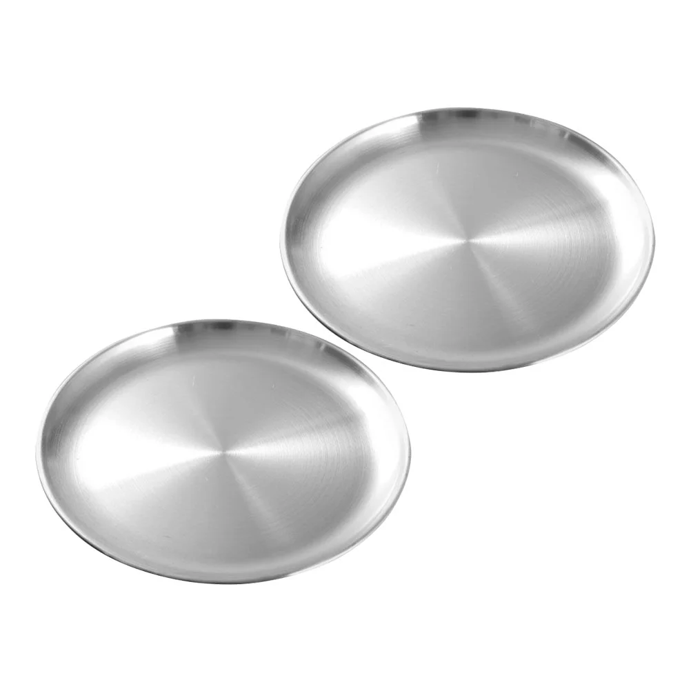 2 Pcs Stainless Steel Plate Simple Food Plates BBQ Perfume Tray Buffet Barbecue Serving Fruit Roast Meat Container